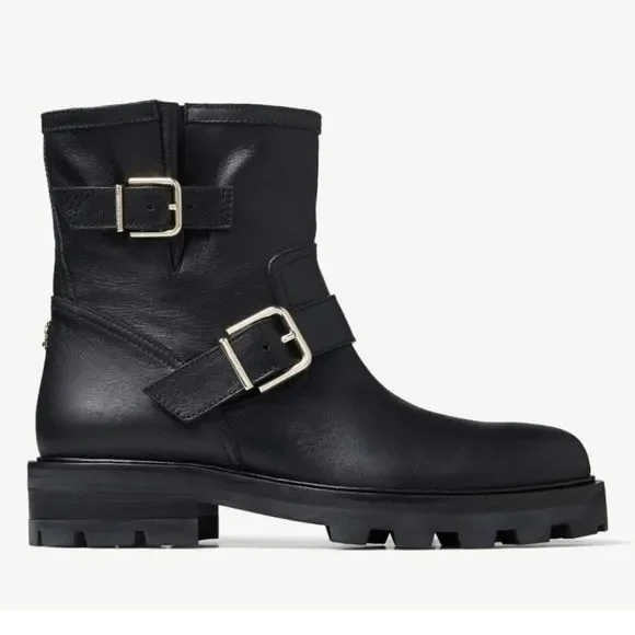 The Jimmy Choo Youth II Leather Boot features a leather upper, - Picture 1 of 14